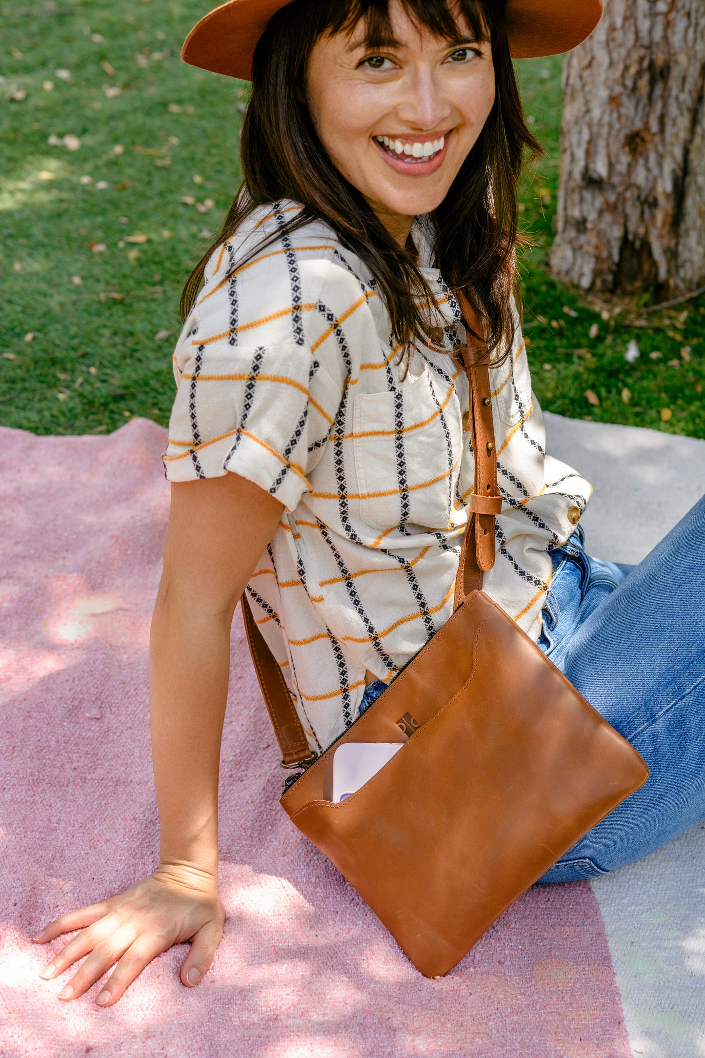 Ethically handmade Leather Crossbody with outside pocket