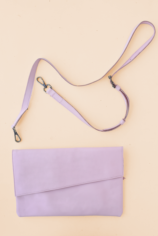 Convertible Crossbody Clutch in Pink Leather