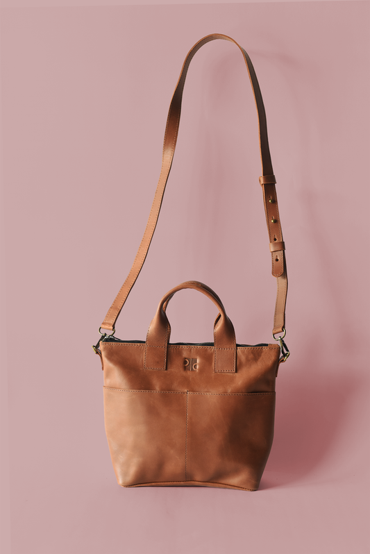 Chestnut Leather Medium Sized Crossbody Handbag