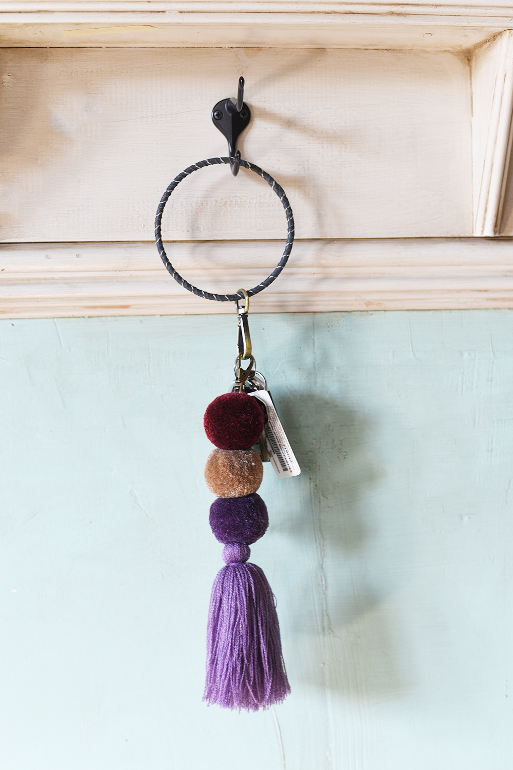 Leather Circle Wristlet keyring