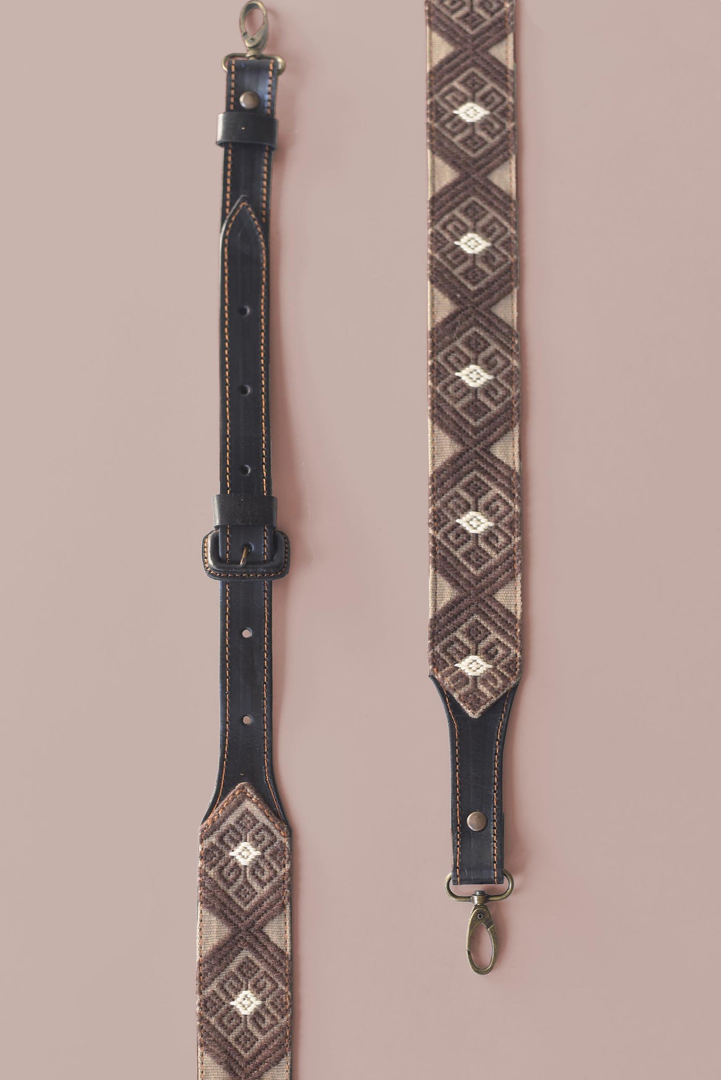 Woven Textile and Leather Handbag Straps