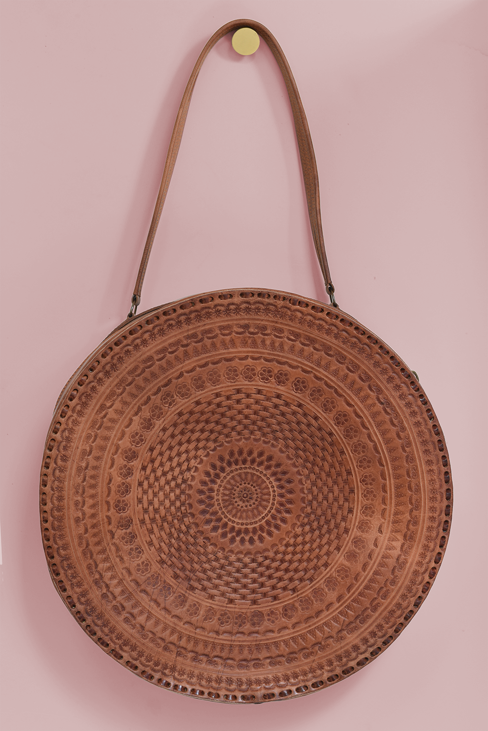 Embossed Circle Shoulder Bag