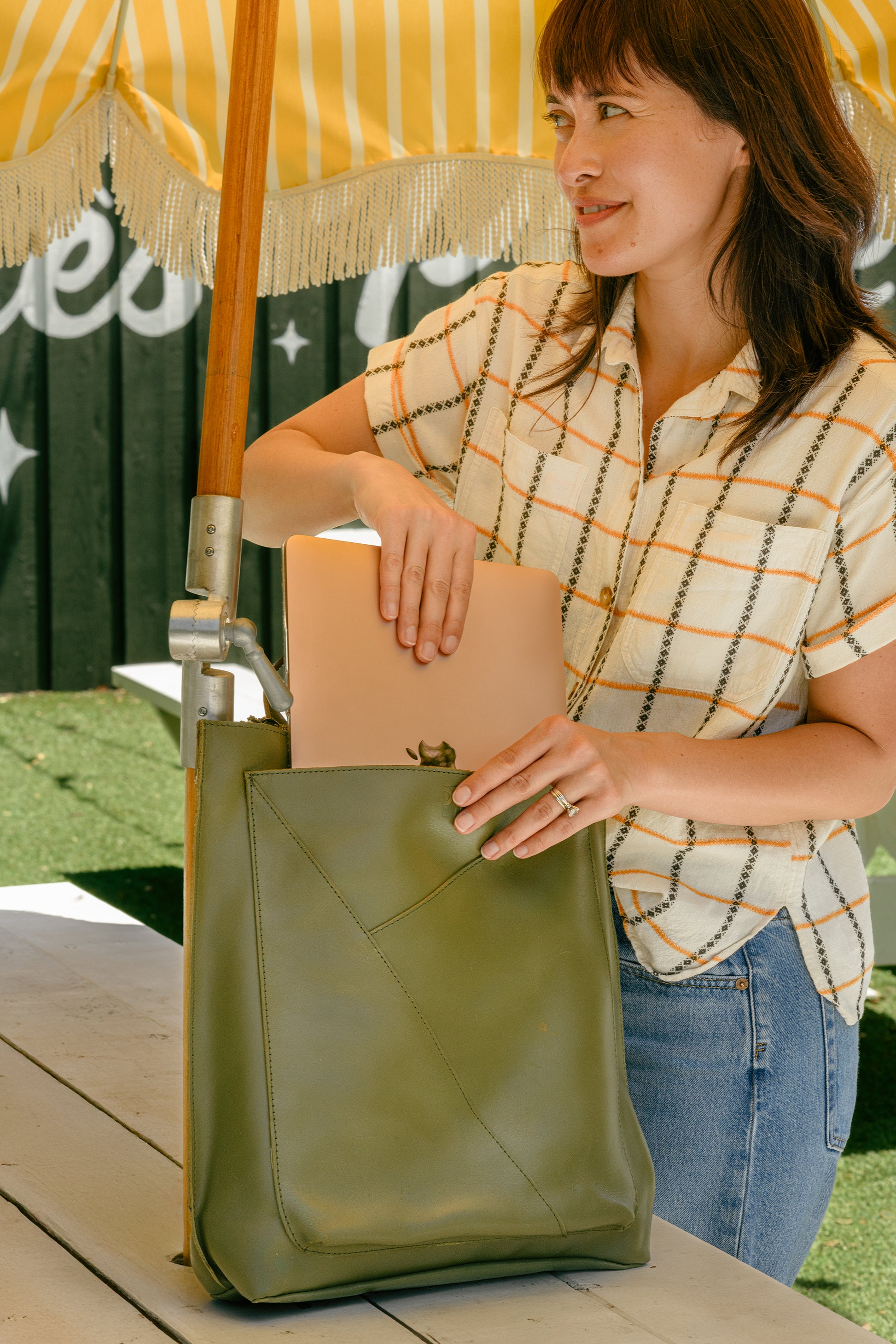 Leather Tote Backpack pack with outside laptop pocket