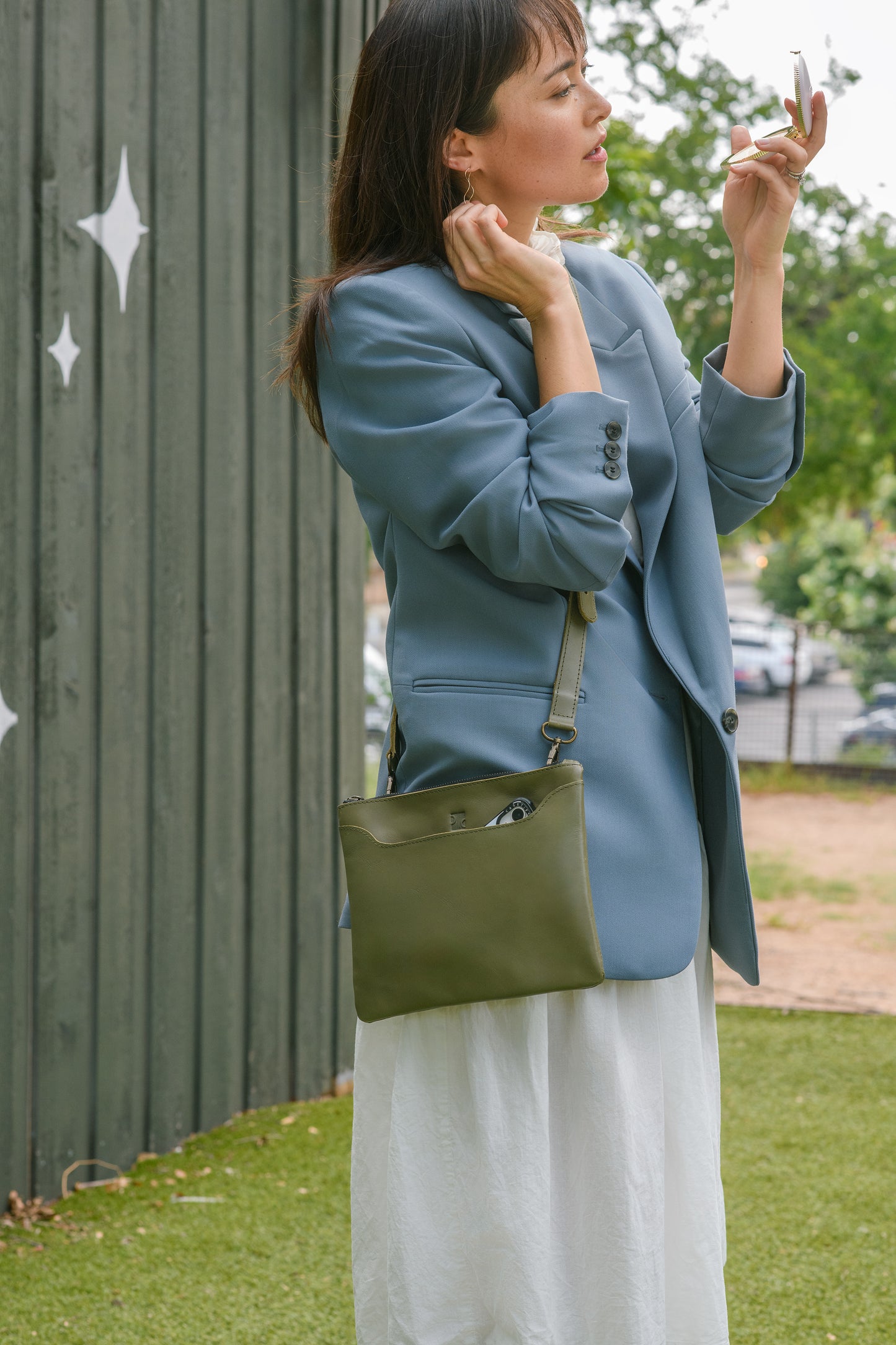 Handmade Green Leather Crossbody from Ethiopia