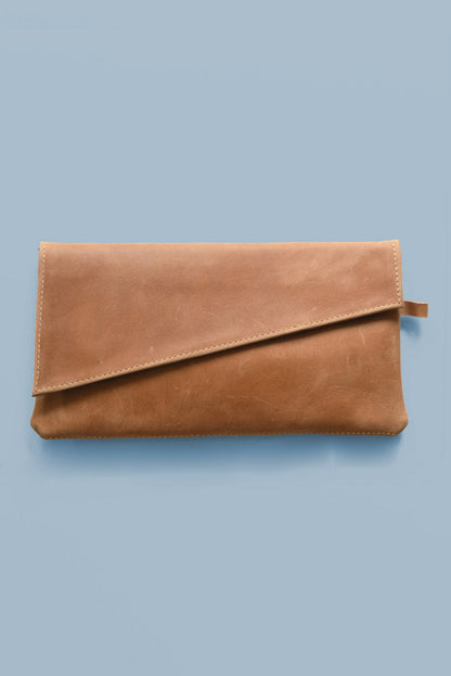 Leather Asymmetric Clutch Purse with Custom Branding