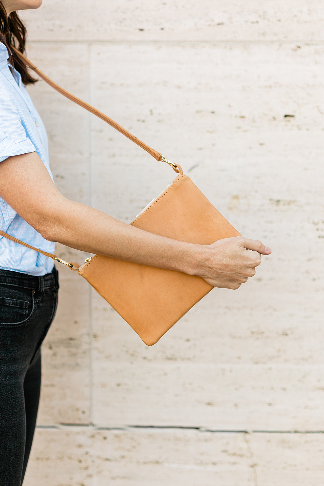 Ethically handmade brown leather purse