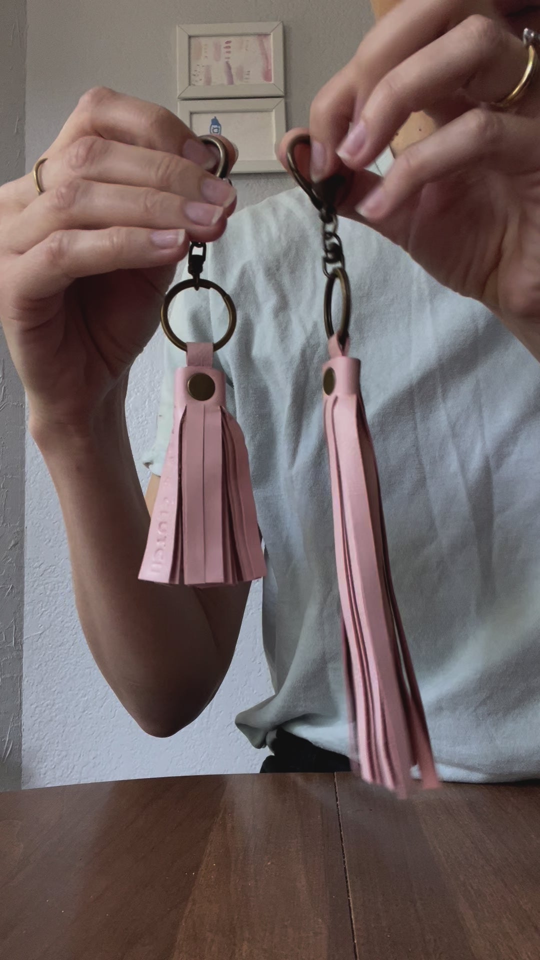 Light Pink Leather Keychains