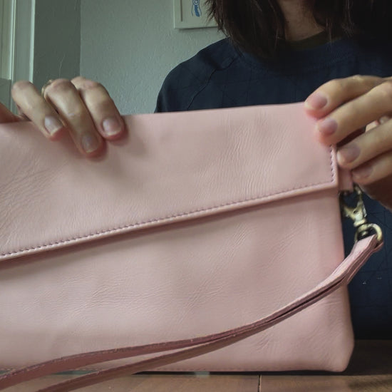 Pink Leather Clutch purse from India
