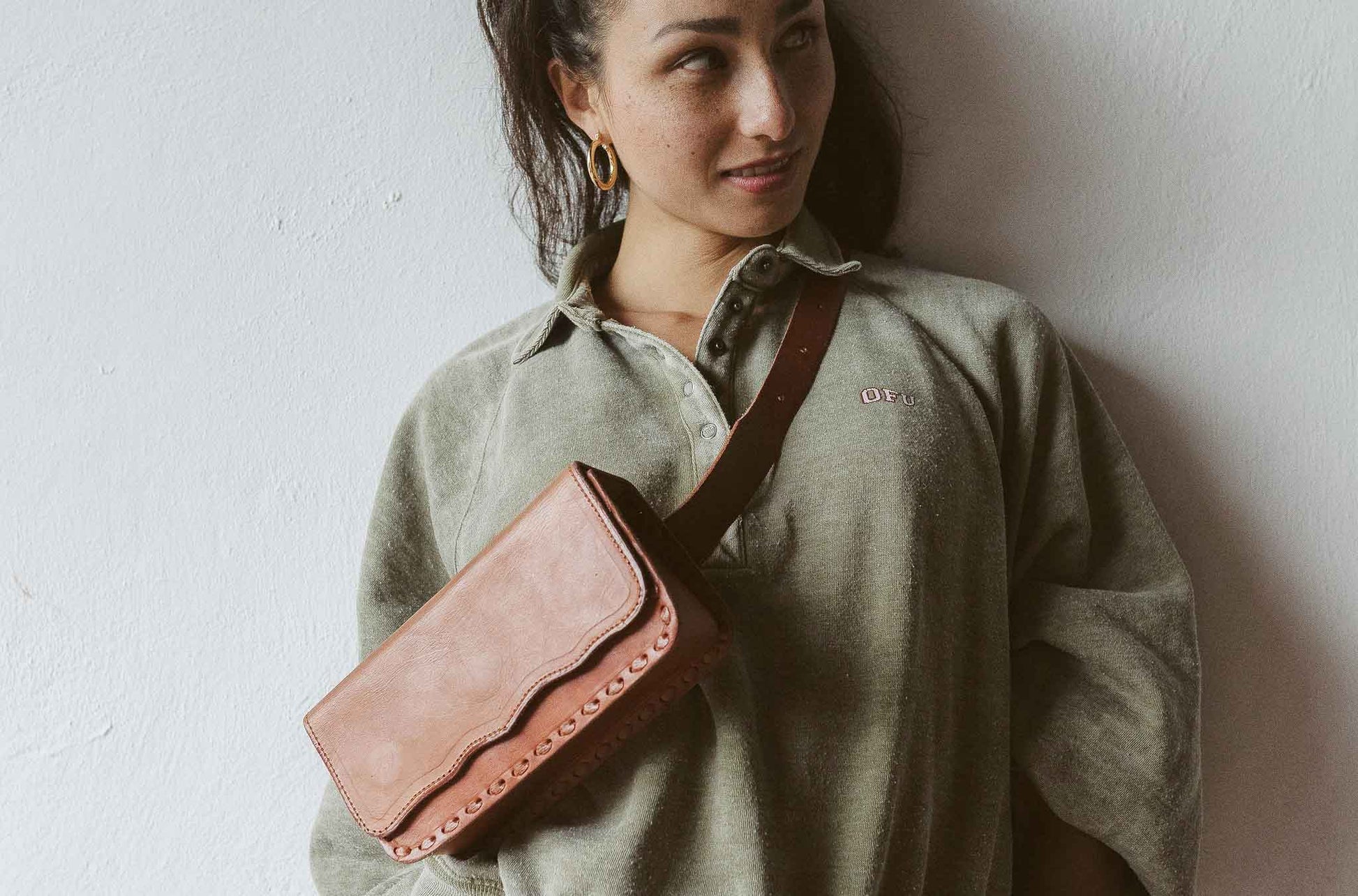 Brown Leather Belt Bag, Fair Wages