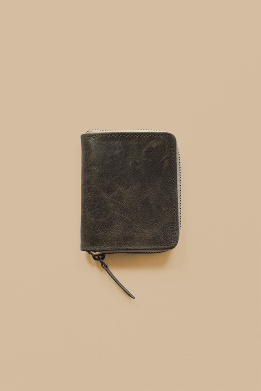 Forest Green Small Leather Wallet with Zipper