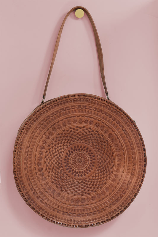 Embossed Circle Shoulder Bag