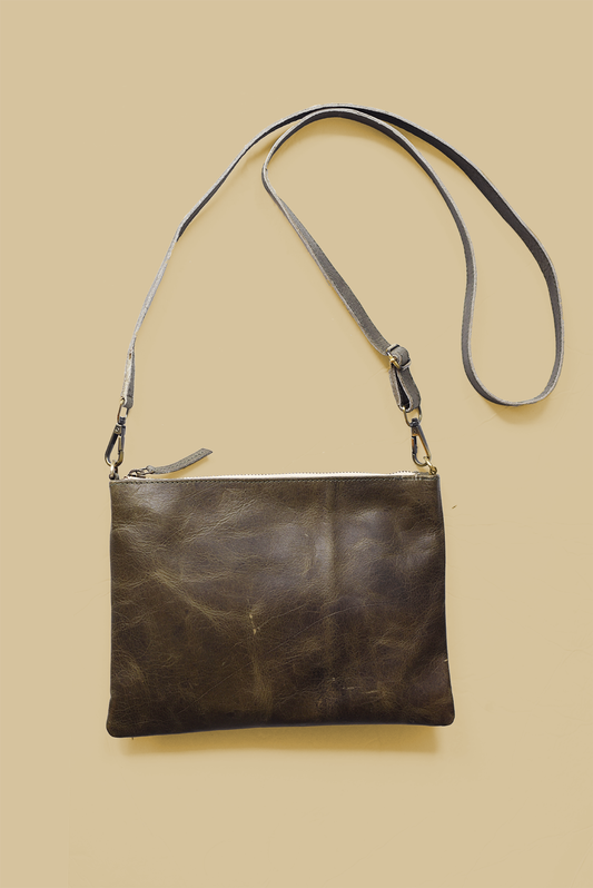 Forest Green Leather Crossbody Purse