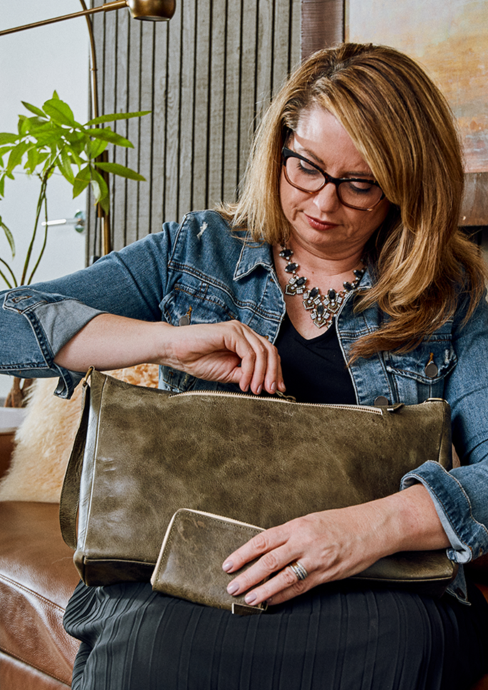 Ethically Handmade Leather Laptop Purse
