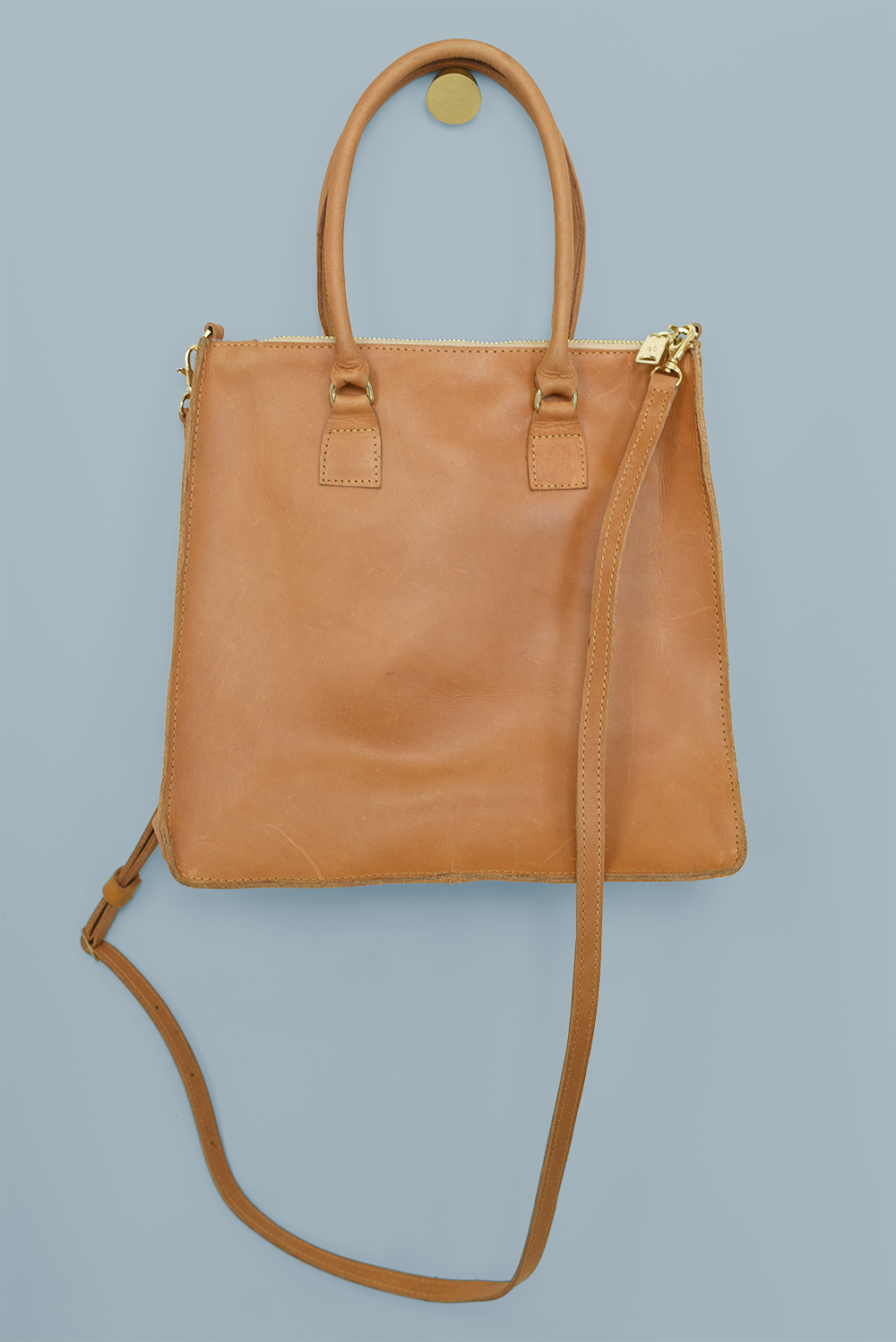 Mid sized Leather Crossbody Handbag from Ethiopia